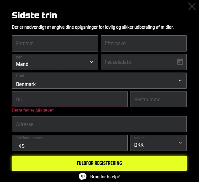 slotsvader sign-up page