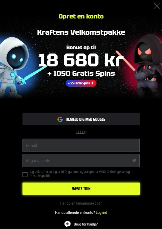slotsvader signup page